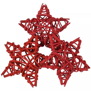Estrella de ratán, rojo, Set de 3 undidades / Rattan Stern rot, 3 Stück