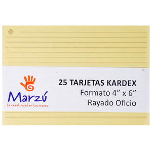 Tarjetas kardex lineada, 25 hojas, 4×6 pulgadas
