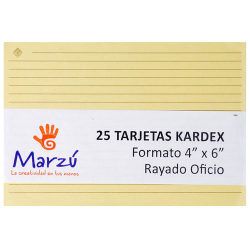 Tarjetas kardex lineada, 25 hojas, 4×6 pulgadas