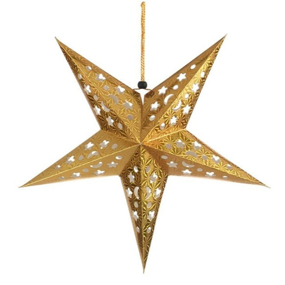 Decoración navideña. estrella de papel para colgar, 45cm / Deko Stern zum Hängen, 45cm, gold