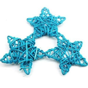 Estrella de ratán, celeste, Set de 3 undidades / Rattan Stern blau, 3 Stück