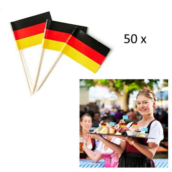 50x Deutschland Fahnenpicker Zahnstocher / 50x Palillos de cocktail, baderitas de alemania